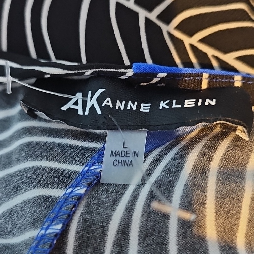 Anne Klein Size L Sleeveless Shift Dress Blue Black White - Picture 9 of 12